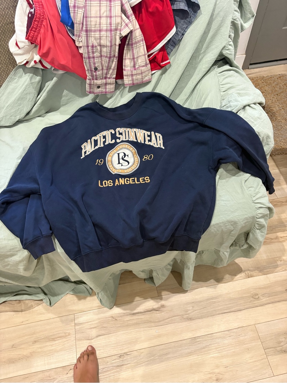 Keds Navy Crewneck Sweatshirt with Beige Graphic